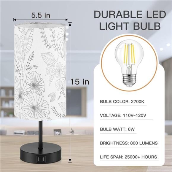 Touch Control Bedside Lamp with 2 USB Ports, 3-Way Dimmable Table lamp - Picture 13 of 16